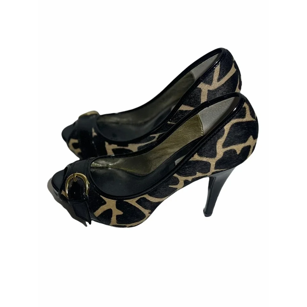 Steve Madden giraffe pony hair heels 7.5 M, Y2K, indie sleeze, mafia wife‎